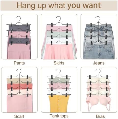 TOPIA HANGER 4 Tier Metal Skirt Hangers with Clips 80% Space Saving 2 Pack - Image 6