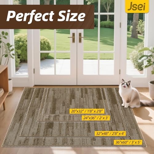 JSEI Dirt Trapper Door Mat 24"x36", Non-Slip Doormat, Beige - Image 3