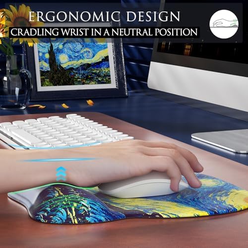 MROCO Ergonomic Mouse Pad with Gel Wrist Rest, 9.4 x 8.1 in, Starry Night - Image 5