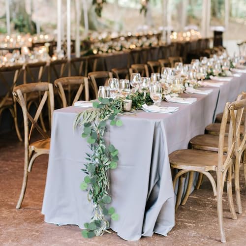 CQURE 28 Pack 196Ft Eucalyptus Garland,Artificial Eucalyptus Leaves Table Greenery Garland Wreath Vines for Wedding Party Fireplace Bedroom Wall Room Decor - Image 5