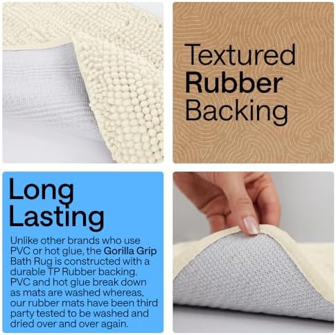 GORILLA GRIP Bath Rug Mat for Bathroom, Thick Chenille, 30x20 Ivory Cream - Image 3