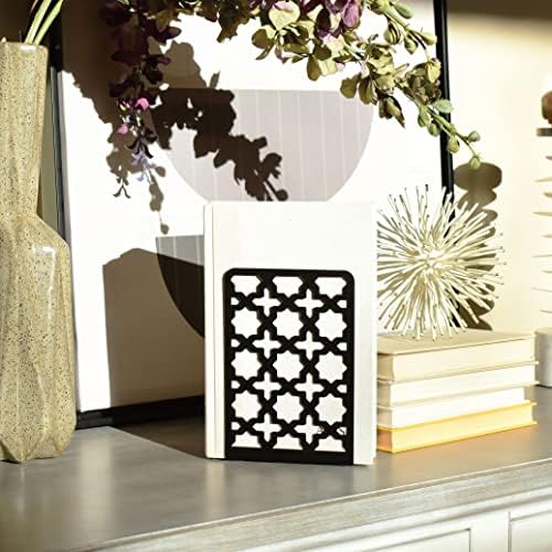CNK Book Ends Bookends for Decorative Books Holder Bookend Shelves End Hold Heavy Duty Holders Stoppers Metal Stopper Cute Boho Bookshelf Holds Cookbook Office Home Set of 2 Bookends Pair Black - Image 6