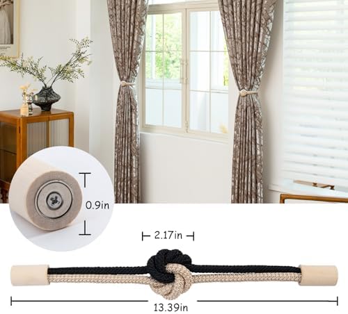 Magnetic Curtain Tiebacks Holdbacks Rope Curtain Tie Backs Outdoor Contoeey - Image 2