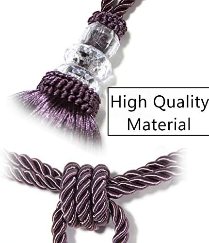 BEL AVENIR 4 Pack Curtain Tiebacks Hand-Woven Holdbacks Tassels Tiebacks - Image 3