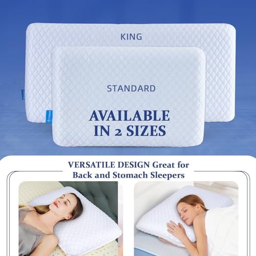 SofGlowly Ultra Thin Flat Pillows for Sleeping King Size -33x16 Inch, Cooling Memory Foam Pillow 2.75 inch Height Ultra Thin Pillow,Slim Bed Pillows for Stomach Back Sleeper - Image 5