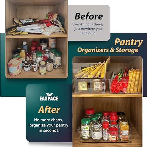 4-Pack Pantry Organizer Bins – Clear Storage Containers for Pantry, Kitchen, Fridge, Cabinet, or Shelf – Perfect for Snacks, Food, Drinks & Multi Purpose - Image 5