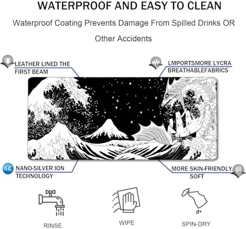 TEDNETGO Extra Large Mouse Pad, Gaming Mouse Pad, Waterproof Extra Large Mousepad with Stitched Edges, Non-Slip Base Keyboard Pad for Gamer, Office & Home, 31.5 x 15.8, Dragon - Image 4