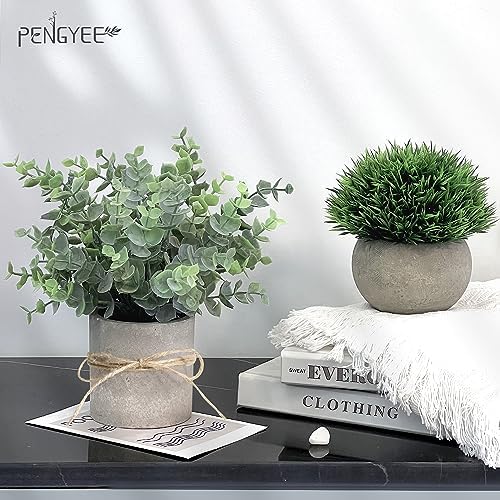 4 Pack Small Potted Eucalyptus Fake Plants for Bathroom Shelf - Image 5