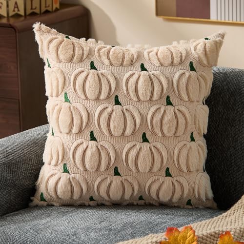 DFXSZ Fall Pillow Covers 18x18 2Pcs Beige Green Rust Pumpkin Fall Decorations - Image 3