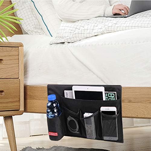 Bedside Caddy,5 Pockets Bedside Organizer Caddy Under Mattress,Holds Water Bottles,Magazines,Books (Black) - Image 7