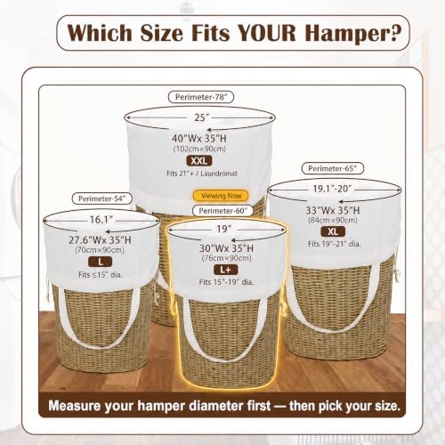 Cotton Canvas Laundry Bag 30"Wx 35"H with Handles Drawstring, CottonGray - Image 4