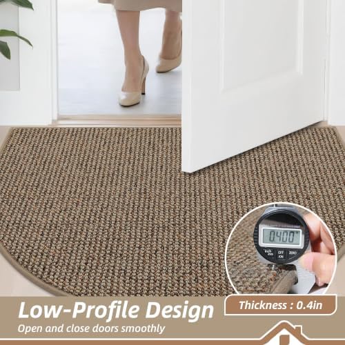 BEQHAUSE Dirt Trapper Door Mat Indoor 2 PCS Half Circle, 17x30 in, Taupe - Image 7