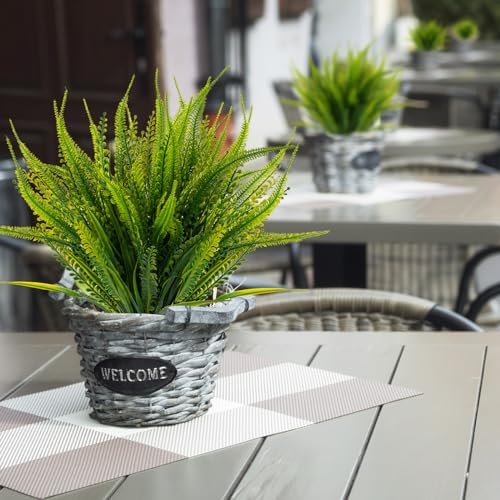 ZEOSTARO 12 Bundles Artificial Plants Outdoor Fake Boston Fern Greenery with Flowers Faux UV Resistant Shrubs Garden Patio Porch Window Box Farmhouse Hanging Decor(Green) - Image 4