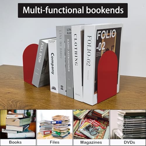 MerryNine Book Ends for Shelves, Metal Bookends for Shelves, 2 Pairs - Image 5