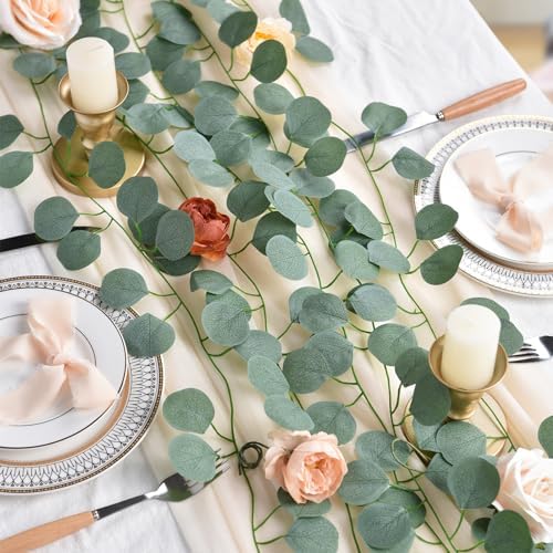 DearHouse 86 Feet 12 Strands Artificial Eucalyptus Leaf Plants Vine Hanging Eucalyptus Garland for Home Kitchen Office Wedding Wall Decor - Image 4