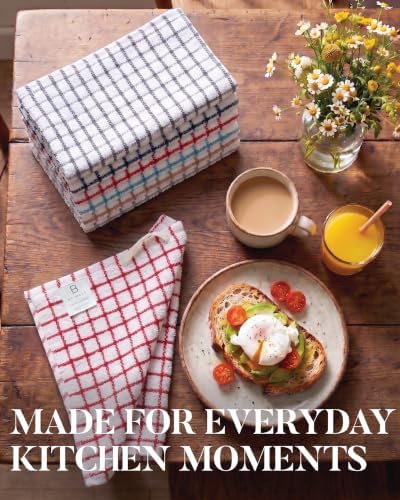 Bumble Kitchen Towels (6-Pack), 16"x28", 100% Cotton, Multicoloured Checked - Image 2