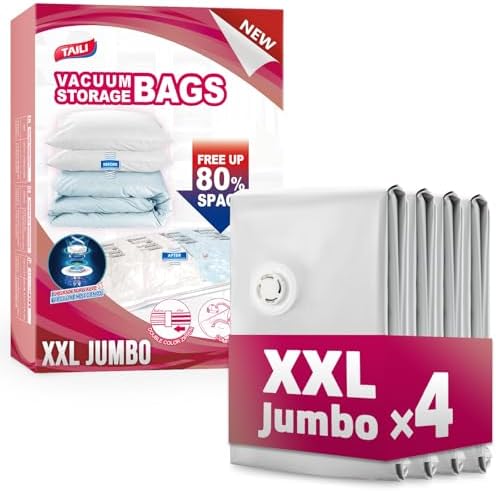 TAILI 4 Pack Vacuum Storage Bags, XXL Jumbo (47x39 Inch), Cream by TAILI