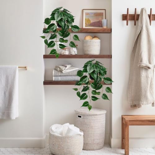 2 Pack Artifitial Hanging Plants 18" Fake Devil's Ivy Pothos Plants - Image 4
