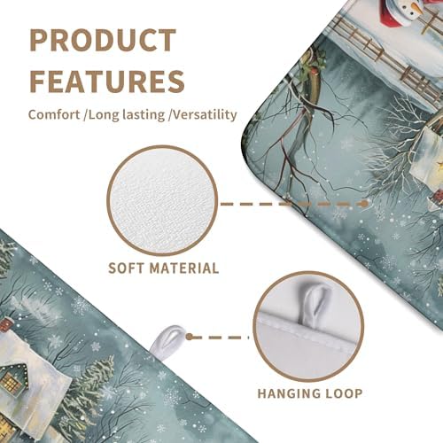 Christmas Red Truck Xmas Tree Snowman Dish Drying Mat for Kitchen Counter 18x24 Inch Winter Snowflake Vintage Absorbent Dish Pad Farmhouse Microfiber Dish Drainer Mats Christmas Kitchen Accessories - Image 3