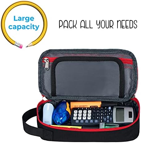 ECHSRT Large Pencil Case, Aesthetic Pen Pouch with Big Capacity, Minimalist Portable Stationery Bag with Handle for Office Organizer Aesthetic Pencil Cases - Image 5