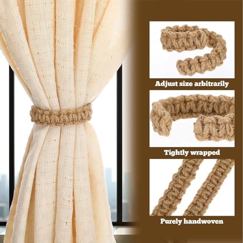 6 Pack Curtain Tiebacks Handmade Braided,Window Treatment Curtain Holdbacks - Image 6