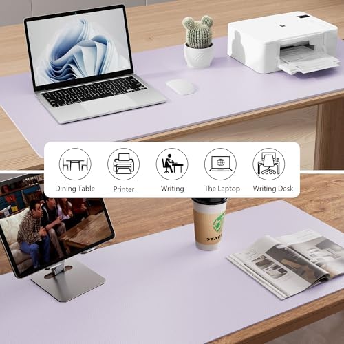 Aothia Large PU Leather Desk Pad Protector – Non-Slip Mouse Pad & Writing Mat for Office/Home, Waterproof, Easy to Clean (Soft Lavender, 23.6" x 13.7") - Image 6