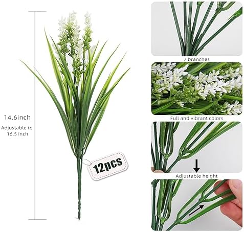 RECUTMS Artificial Plant & Flower for Outside White Artificial Flower - Image 2