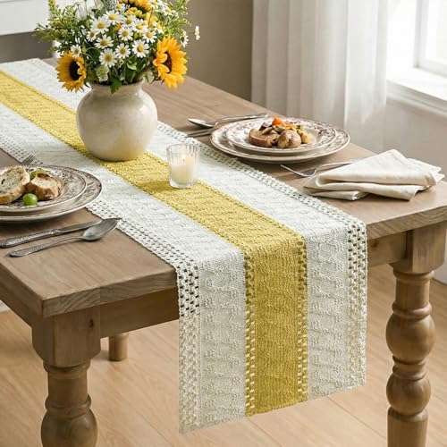 Artoid Mode Yellow Farmhouse Rustic Table Runner 12x48 Inch - Image 4