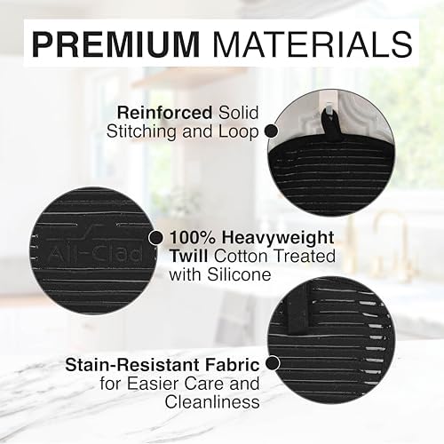 All-Clad Premium Pot Holder & Hot Pad: Heat Resistant to 500 Degrees - 100% Cotton, 10""x6.25"" Hot Pad for Kitchen and Barbeque, (2-Pack), Black - Image 5