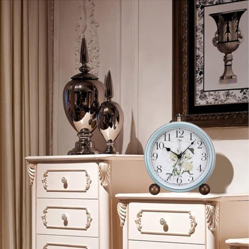 Maxspace 5.2in Desk Clock, Retro Silent Analog Clock Non-Ticking & Battery Operated with Quartz Movement,Clock Decor for Bedroom Living Room - Image 5
