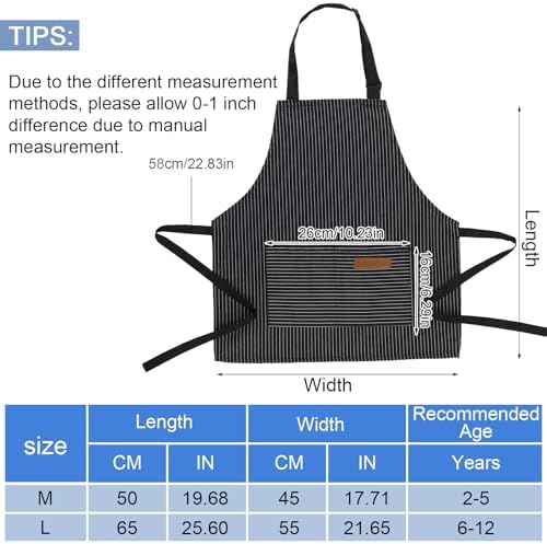 2 Pack Stripes Kids Apron, Kids Cooking Aprons with 2 Pockets, Cute Aprons for Cooking for Boys and Girls - Image 2