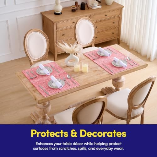 Sweet Home Collection 100% Cotton Placemats for Dining Room Rectangle Two Tone Woven Fabric 13" x 19" Soft Durable Table Mat Set, Set of 6, Pink - Image 6