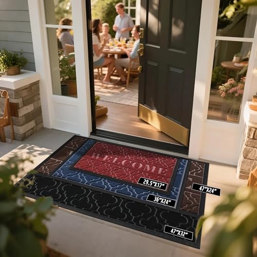 Yimobra Welcome Door Mat, 29.5 x 17 in, Blue - Image 3