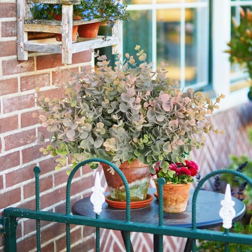 RECUTMS 20 Bundles Artificial Eucalyptus Plant Boxwood Stem 13In Dusty Pink - Image 5