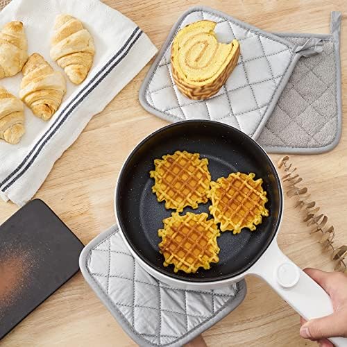 Kitchen Pot Holders Set Heat Resistant Pure Cotton Potholders Kit Trivets Large Coasters Hot Pads Terry Pot Holders for Everyday Cooking and Baking by 7 x 7 Inch Set of 4 Grey - Image 4