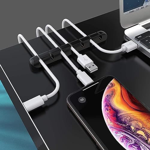 SOULWIT 3 Pcs Silicone USB Cable Holder Clips, Self Adhesive - Black - Image 3
