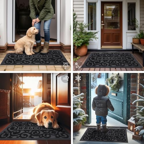 Smiry Front Door Mat Outside Entrance, Low Profile Rubber Doormat, 47x17 - Image 6