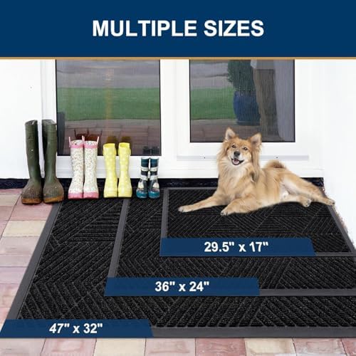 Smiry Front Door Mat Outside Entrance, Low Profile Rubber Doormat, 47x23 - Image 2