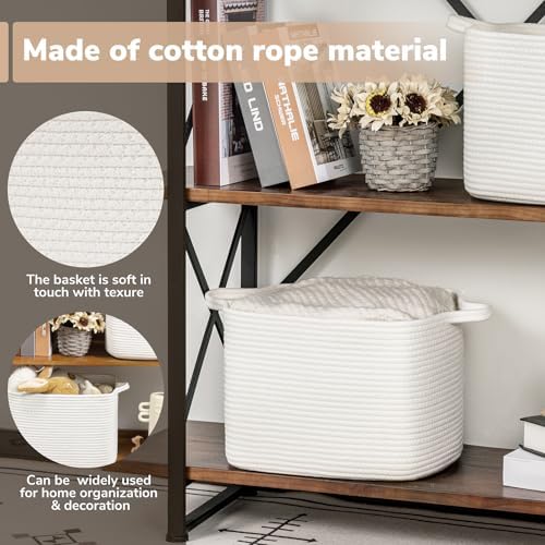 Goodpick Woven Storage Basket for Shelves, 13" x 10" x 9", White - Image 4