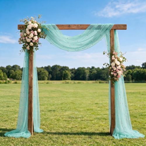 Artoid Mode Pearl Turquoise Gauze Table Runner 10FT Home Decor - Image 4
