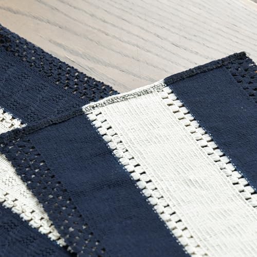 Artoid Mode Dark Blue Farmhouse Woven Table Runner 12x36 Inch - Image 5