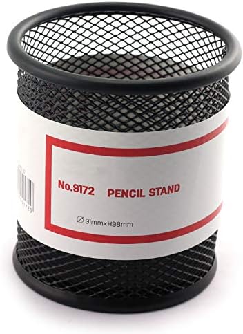 1-Pack Mesh Pen Holder Round Shape Pencil Container Multipurpose Metal Hollow Out Desktop Storage Organizer for Student Stationery Office Supplies(Black) - Image 5