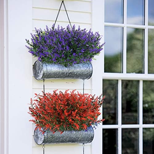 16 Bundles Outdoor Artificial Lavender Fake UV Resistant No Fade Flowers Shrubs, Faux Plastic Greenery for Hanging Plants Garden Porch Window Box Home Wedding Decor (Purple) - Image 4