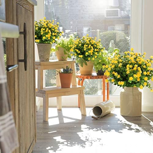 10PCS Artificial Flowers, Fake Artificial Greenery UV Resistant No Fade Faux Plastic Plants for Wedding Bridle Bouquet Indoor Outdoor Home Garden Kitchen Office Table Vase(Yellow) - Image 5