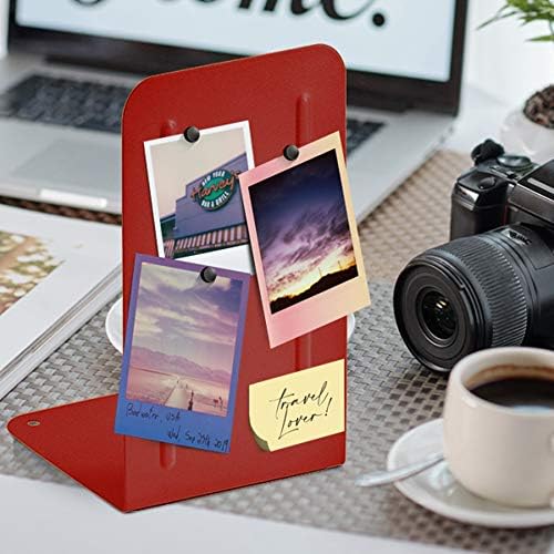 Acrimet Bookends for Shelves, Non-Skid Book Holder, Heavy Duty Book Stopper, Steel Metal Book Ends Storage for Home, Library, 6 7/8" H x 4" W x 4 1/2" D (Red) (1 Pair / 2 Pieces) - Image 5