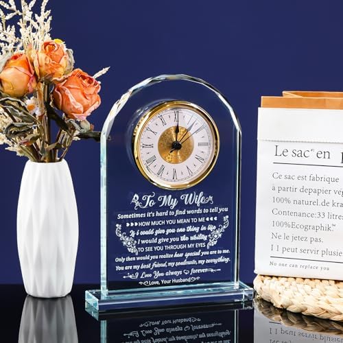 Arikyrist Glass Clock Gifts for Wife from Husband on Birthday Valentine - Image 4