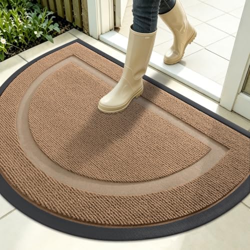 OLANLY Half Circle Front Door Mat Outside 35x23 All-Season Rubber Doormat by OLANLY