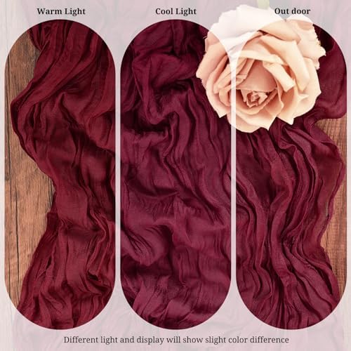 10 Pack Burgundy Cheesecloth Table Runner 17x108 Inch Boho Gauze Cheese Cloth Table Runners for Wedding Party Baby Shower Birthday Home Decor - Image 4