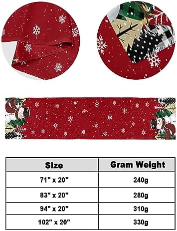 Red Snowman Christmas Bed Runners for Cal King Size Bed, Xmas Tree Decorative Bed Throws for Foot of Bed, Winter Snowflake Bed Runner Sofa Throw Bedding Scarf Protector Slipcover for Bedroom/Hotel - Image 6