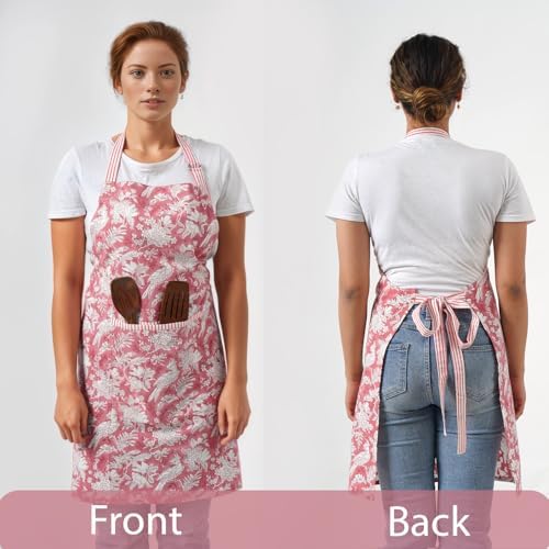 CPC Cotton Floral Kitchen Apron for women with Pocket and Adjustable Neck Ties. Apron for Women Men Chef-Hand Block Printed - Image 7